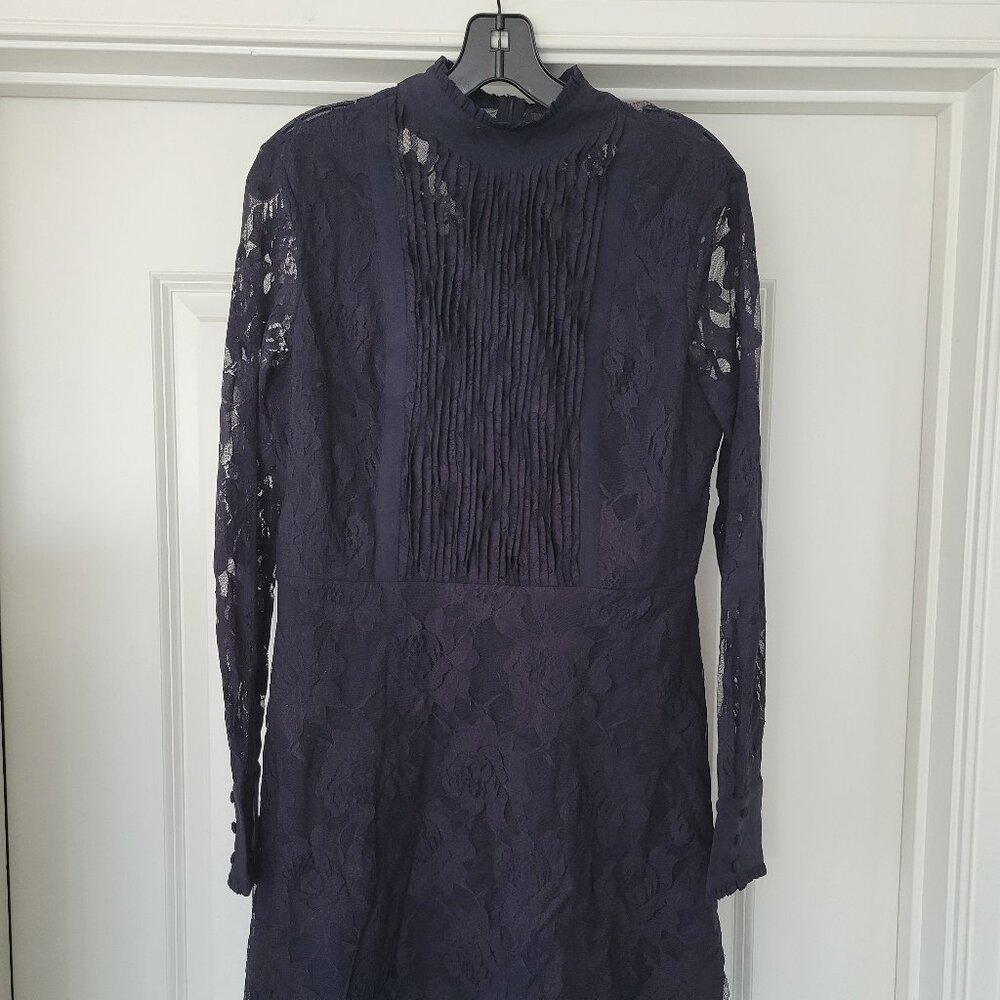 All Saints Navy floral lace mini dress